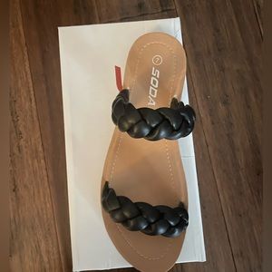 Black double strap sandals